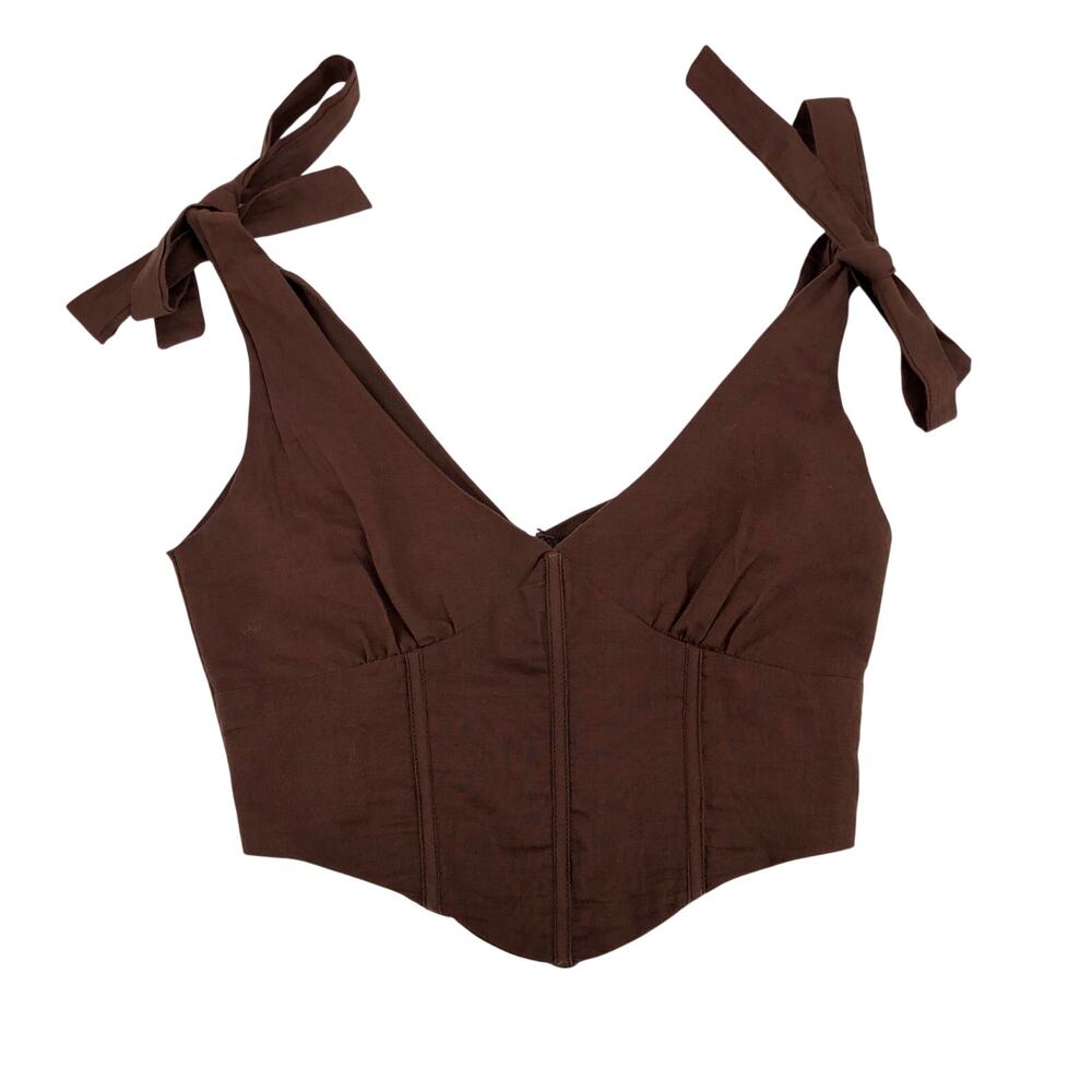 Peppermayo Brown Tie-Strap Bustier Top
